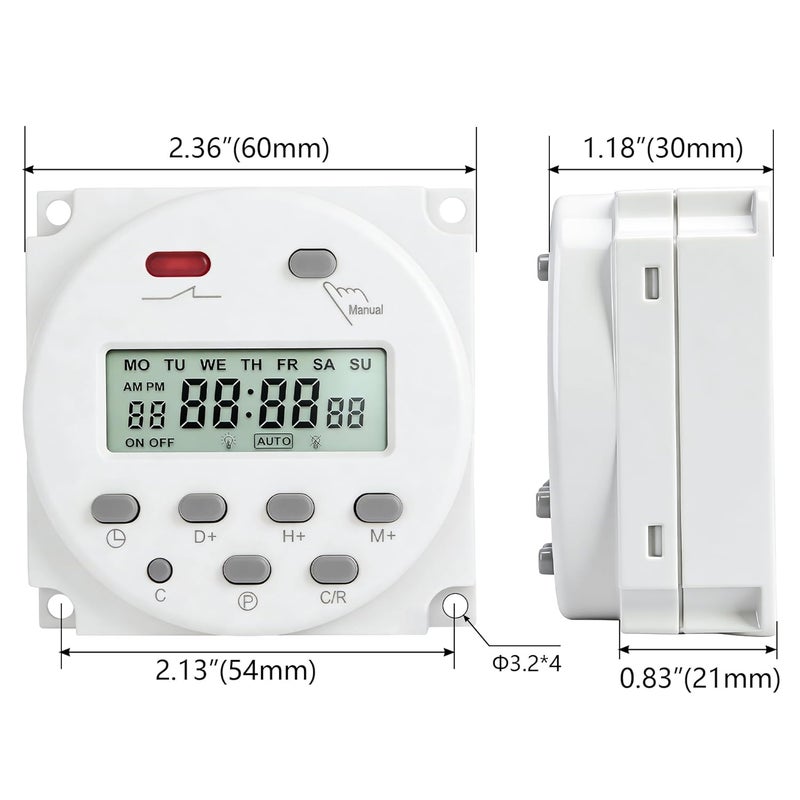 Weasch Timer Switch, CN101A, DC/AC 12V 16Amp, Digital LCD Power Programmable Timer Time Relay Switch, Supports 28 Scheduled Times Daily or Weekly (1) - Image 5
